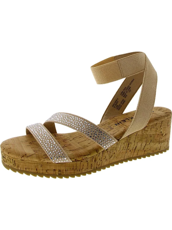 Shop The Hottest Deals Alyson Womens Faux Suede Rhinestone Wedge Sandals