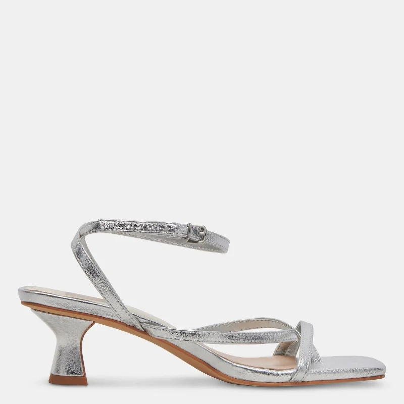 Everyday Fashion Shoes Baylor Heels Silver Metallic Leather