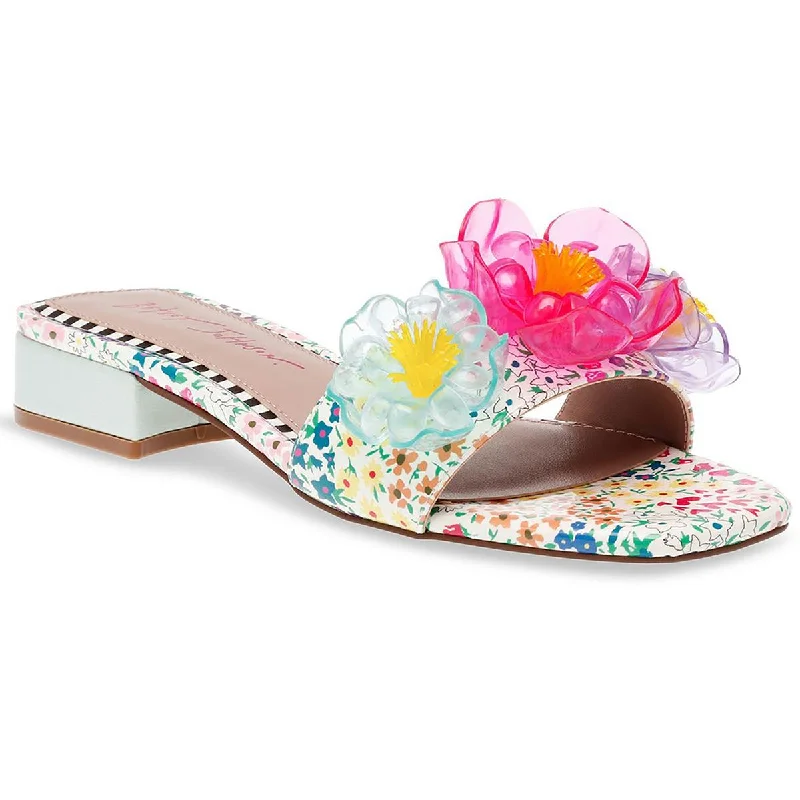 Casual Chic Deals Betsey Johnson Womens Brice Patent Floral Print Slide Sandals