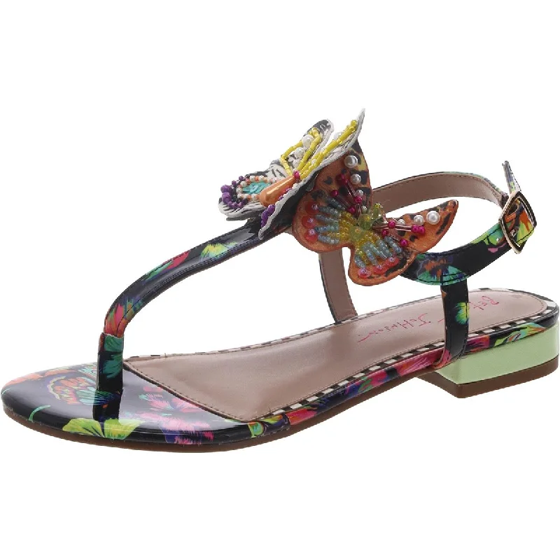 Exclusive Designer Shoes Sale Betsey Johnson Womens Dacie Patent Beaded T-Strap Sandals