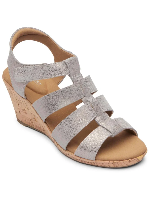 Big Discounts Briah Womens Leather Round Toe Wedge Sandals