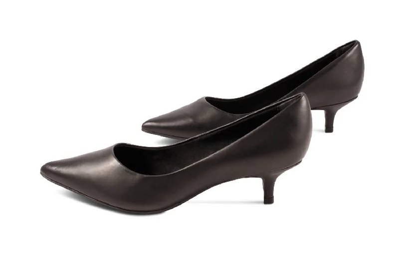 Comfortable Flats Bunny Heels In Black Leather