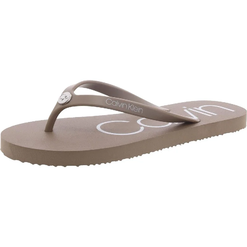 New Styles Just In Calvin Klein Womens Salya Rubber Logo Flip-Flops