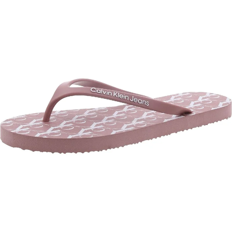 Sustainable Fashion Extravaganza Calvin Klein Womens Stelo Rubbed Logo Flip-Flops