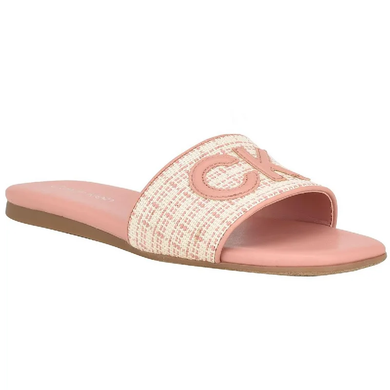 Hot Deals Calvin Klein Womens Yides Logo Textured Slide Sandals