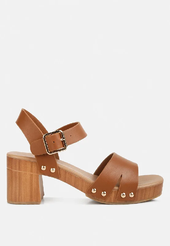 Must Haves campbell faux leather textured block heel sandals