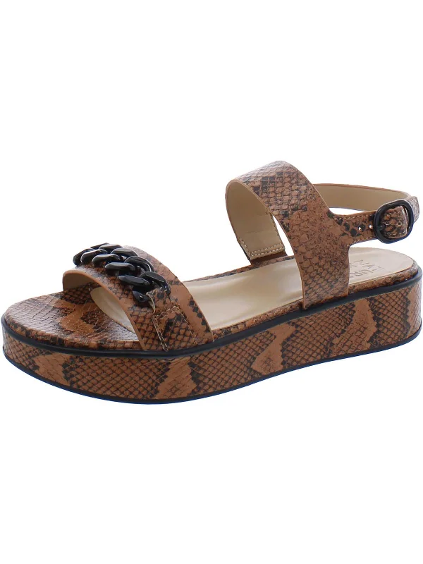 Stylish Savings Carlyle Womens Leather Snake Print Platform Sandals