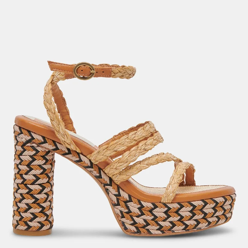 Summer Deals Catina Heels Tan Raffia