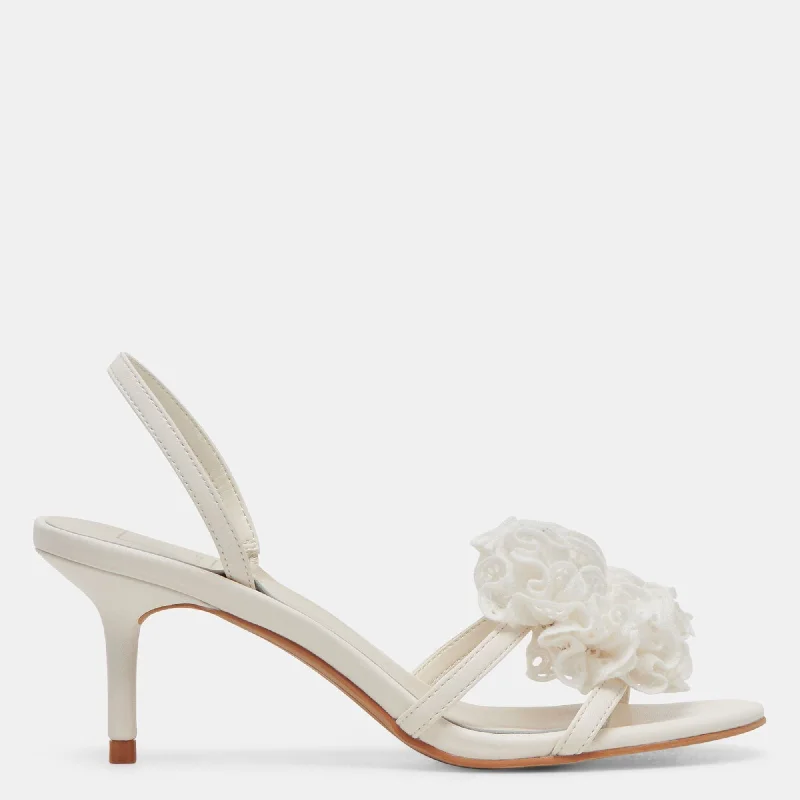 Classic Casual Shoes Sale Cecila Heels White Floral Eyelet