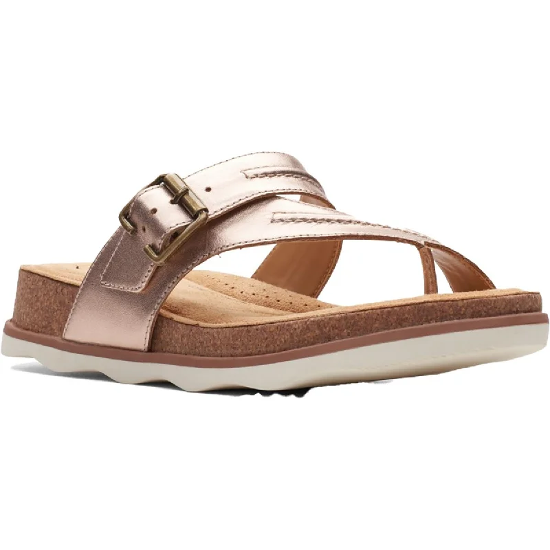 Breathable Flats Offers Clarks Womens Brynn Madi Leather Strappy Slide Sandals