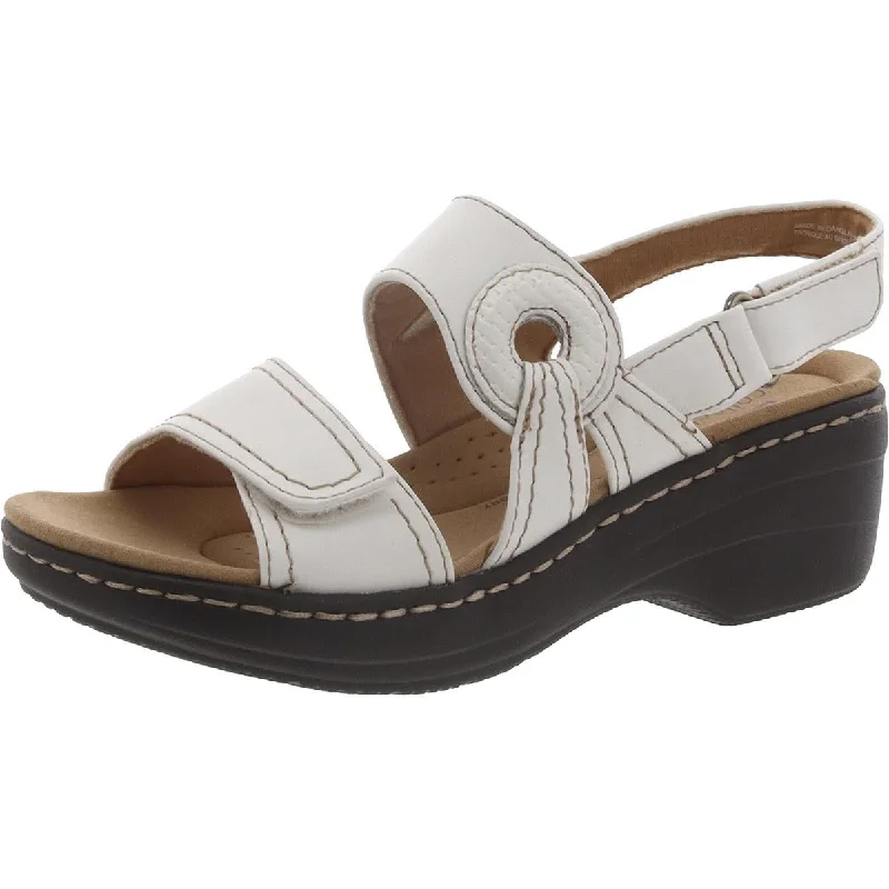 Limited-Time Shoe Deals Clarks Womens Faux Leather Self Closing Wedge Sandals