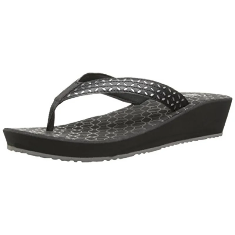 Fast Fashion Favorites Clarks Womens Liya Gander Wedge Metallic Flip-Flops