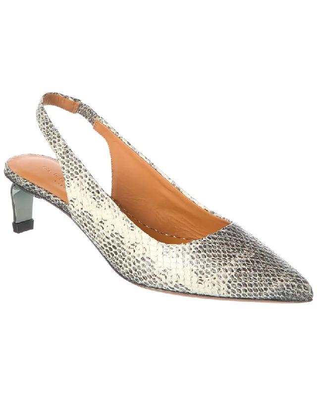 Weekend Exclusive Clergerie Maelle Snake-Embossed Leather Slingback Pump