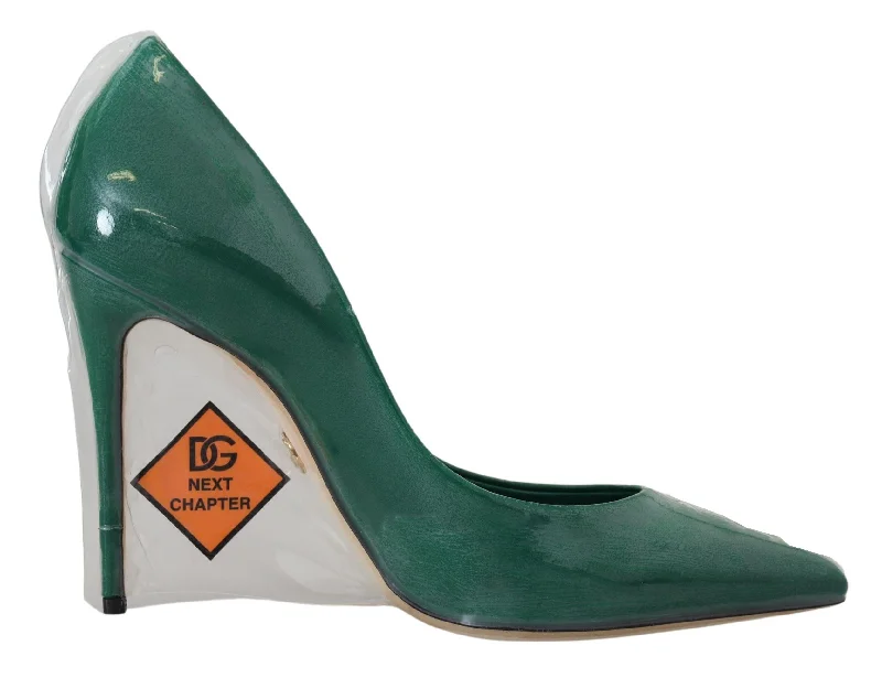 Comfortable Shoes Promotion Dolce & Gabbana Emerald Elegance Leather Heels Women's Pumps