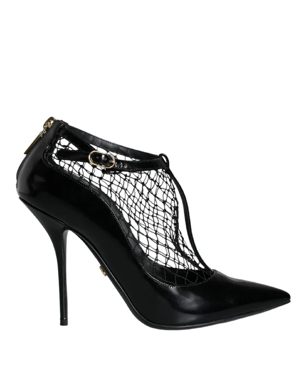 Fashion Sale Dolce & Gabbana  Mesh Patent Leather Heels Pumps Women's Shoes