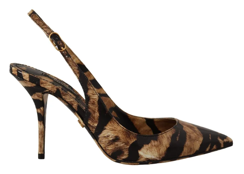 Trendy Footwear Sale Dolce & Gabbana Tiger Pattern Slingback Heels Women's Pumps