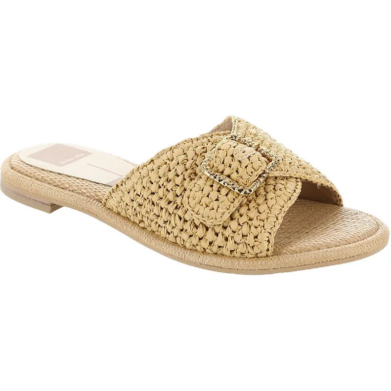 Weekend Exclusive Dolce Vita Womens Alonzo Raffia Buckle Slide Sandals