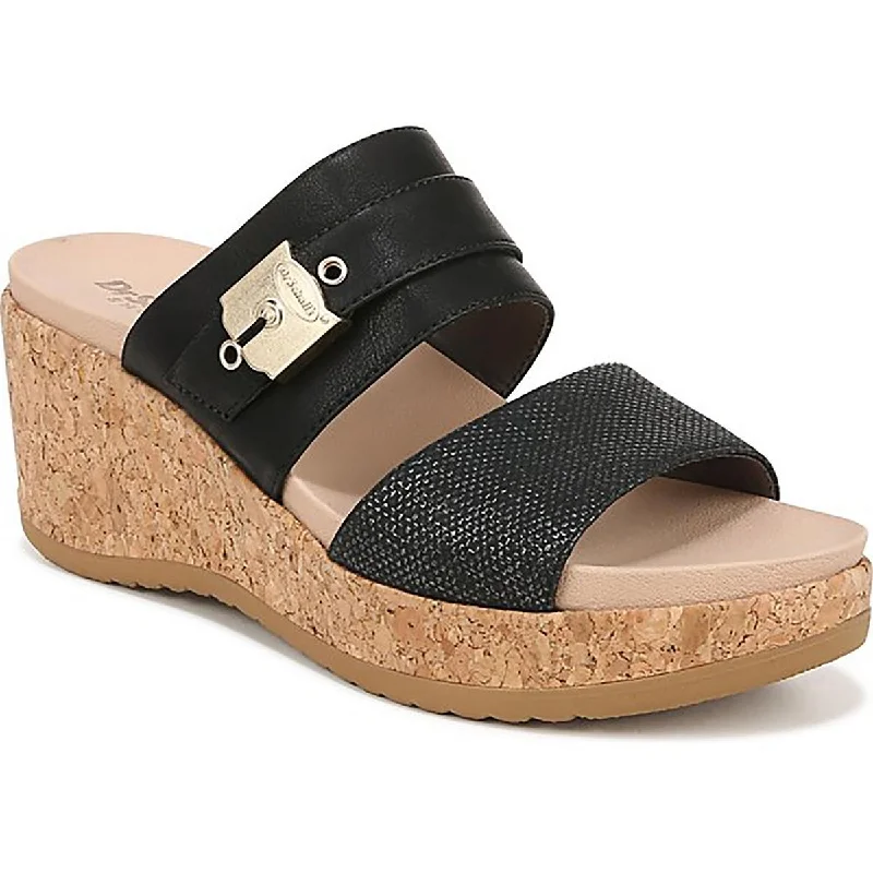 New Arrival Discount Dr. Scholl's Shoes Womens Cali Vibe Faux Leather Wedge Sandals