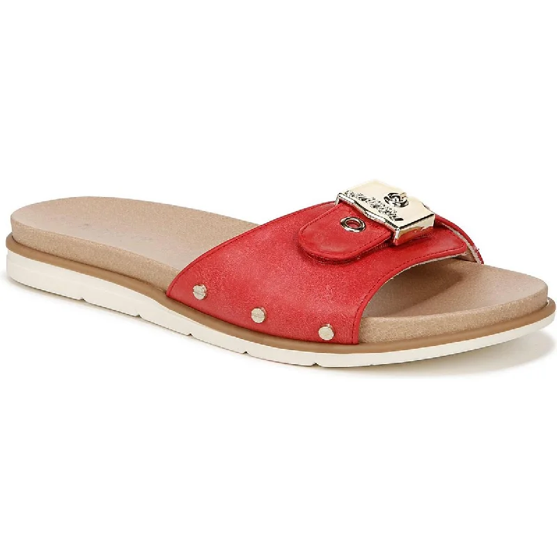 Embrace New Fashion Dr. Scholl's Shoes Womens Think Iconic Faux Leather Slip on Flatform Sandals