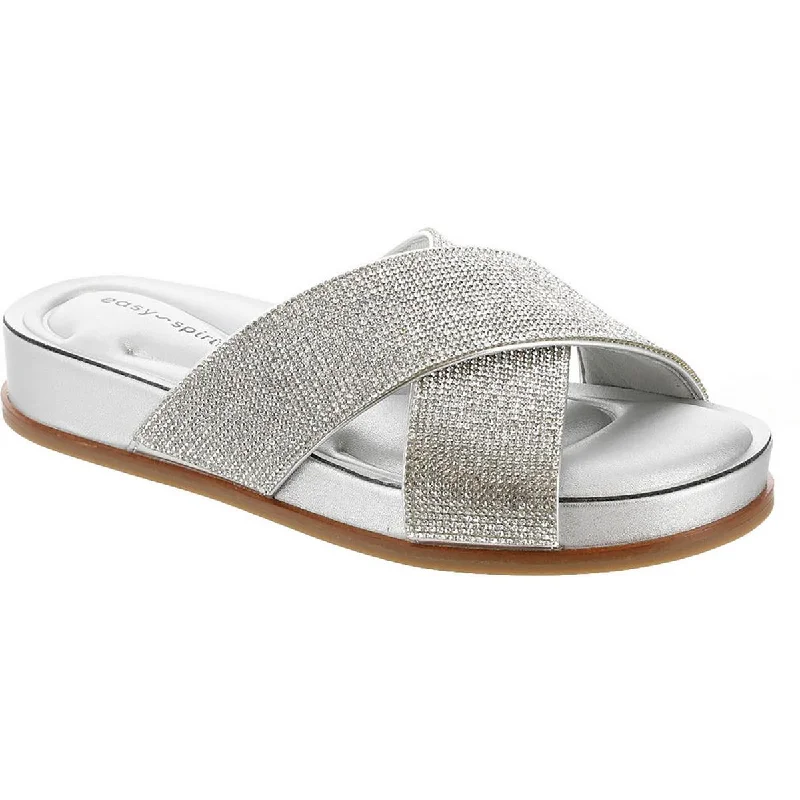 Shop Sale Items Easy Spirit Womens Judy 5 Metallic Embellished Slide Sandals