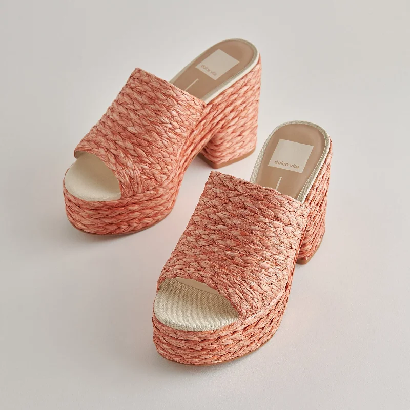 Flash Sale, Don't Miss ELORA HEELS ORANGE RAFFIA