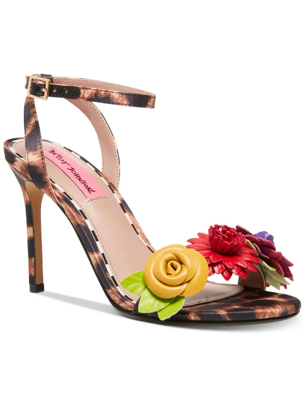 Women's Durable Footwear Fluer Womens Embellished Flowers Heel Sandals