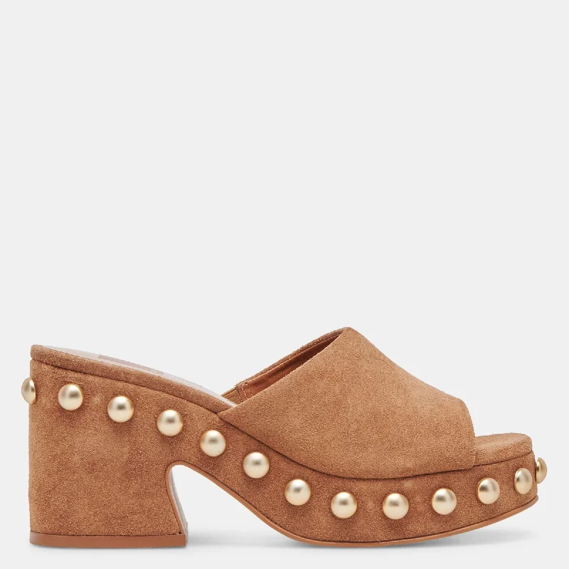 Slip-Resistant Footwear Promotion Glori Heels Pecan Suede