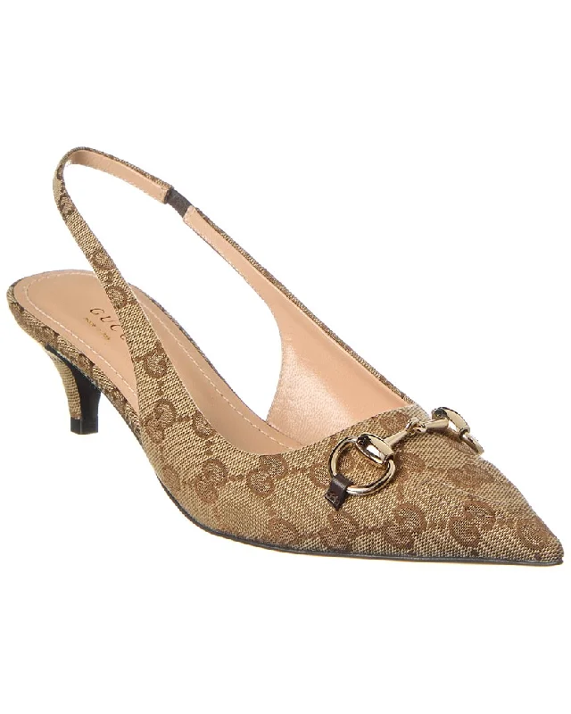 Urban Elegance Deals Gucci Horsebit GG Canvas Slingback Pump