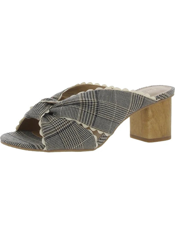 Bold Fashion Sales Holly Womens Plaid Block Heel Mules