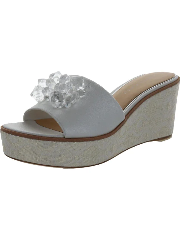 Quick Grab Deals IDINA Womens Patent Slides Wedge Sandals