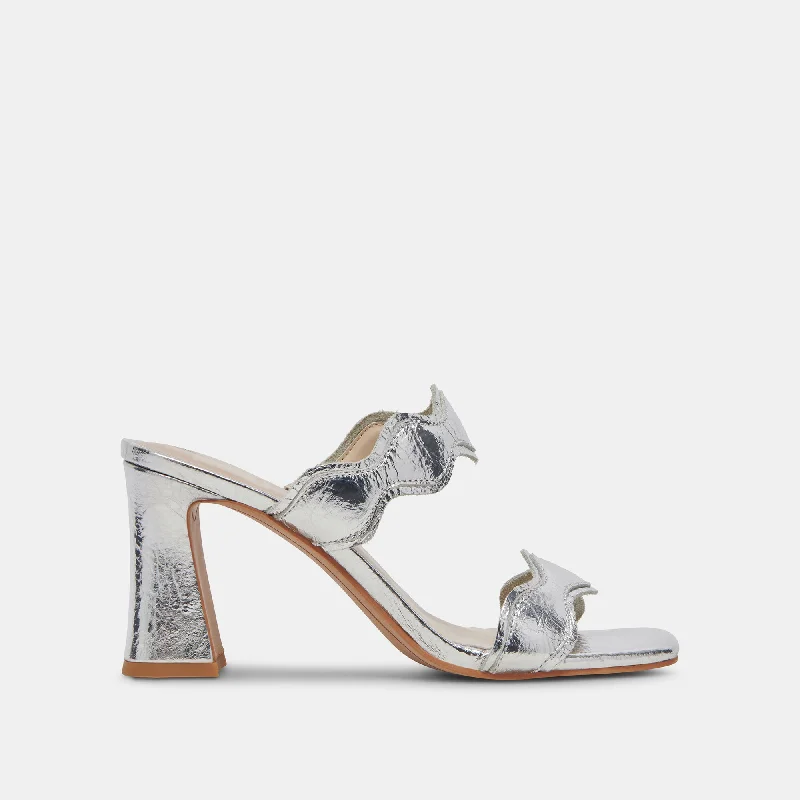 Sporty Fashion Offers ILVA HEELS SILVER DISTRESSED LEATHER