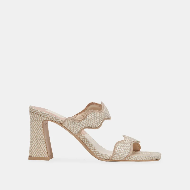 Style Without Limits ILVA HEELS WHITE NATURAL EMBOSSED LEATHER