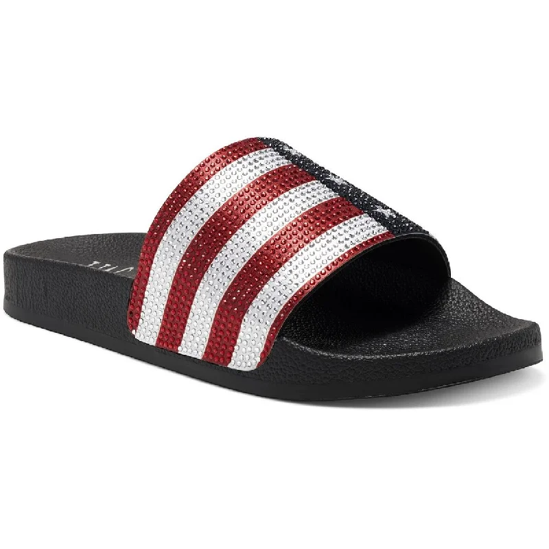 Hot Items INC Womens Peymin 66 American Flag Rhinestone Pool Slides