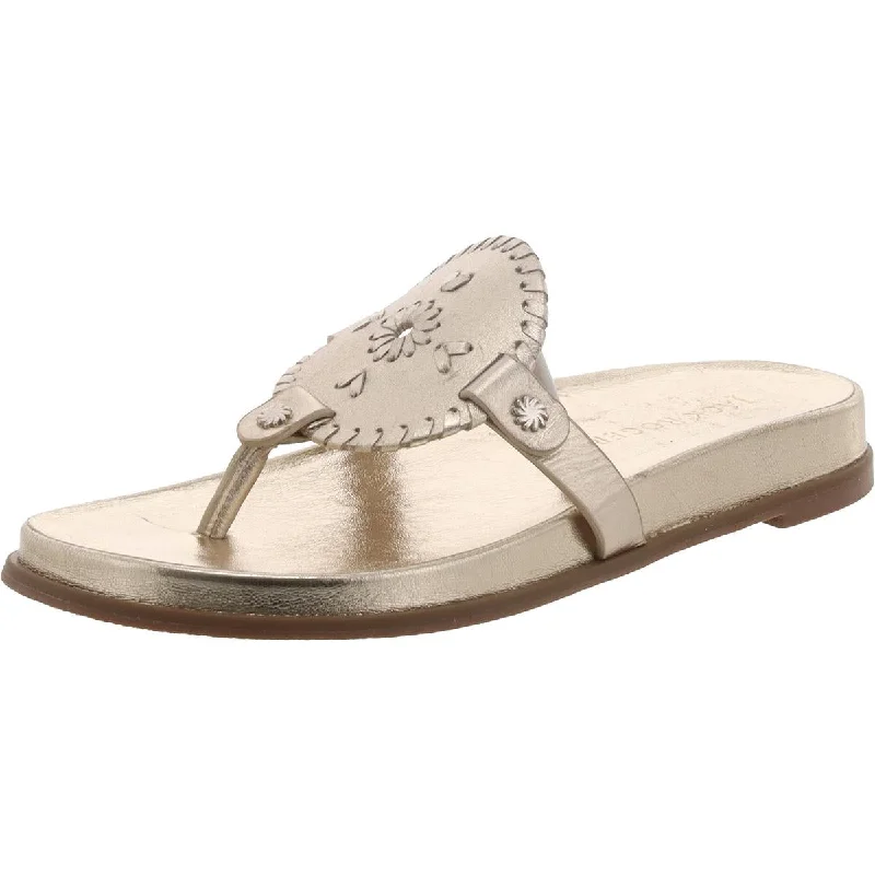 Designer Women's Shoes Jack Rogers Womens Metallic Thong Flatform Sandals