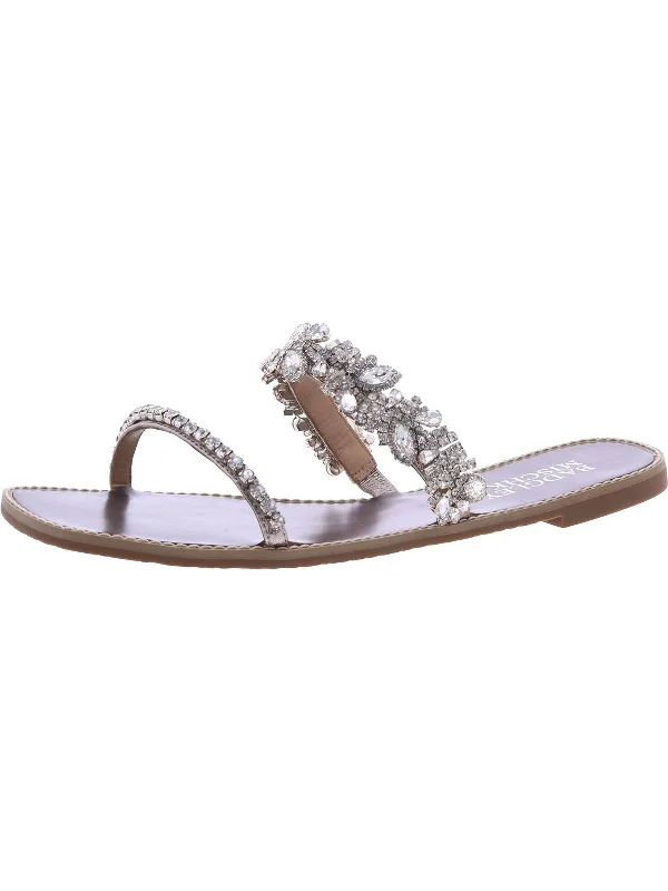 Minimalist Fashion Sale Jenelle Womens Leather Rhinestone Slide Sandals