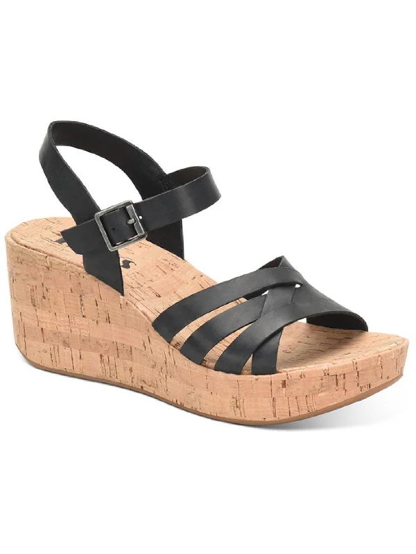 Forward Trendsetter Jenneve Womens Leather Cork Wedge Sandals