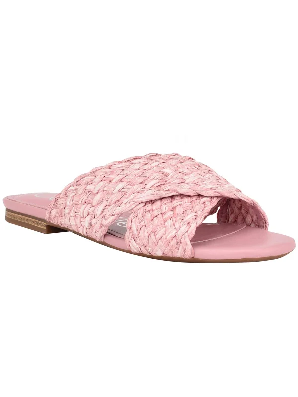 Casual Women's Flats June 2 Womens Woven Peep-Toe Slide Sandals