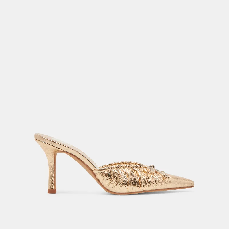 The Good Stuff KAIRI HEELS GOLD DISTRESSED LEATHER