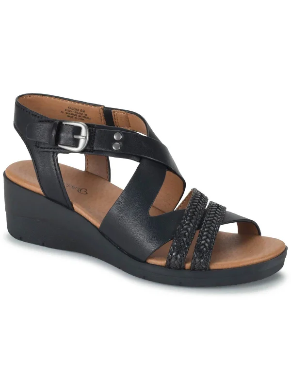 Stylish Statements Kalena Womens Faux Leather Wedge Sandals