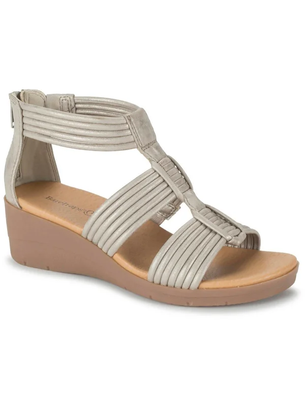 Get The Latest Trends KEISHA Womens Faux Leather Open Toe Wedge Sandals