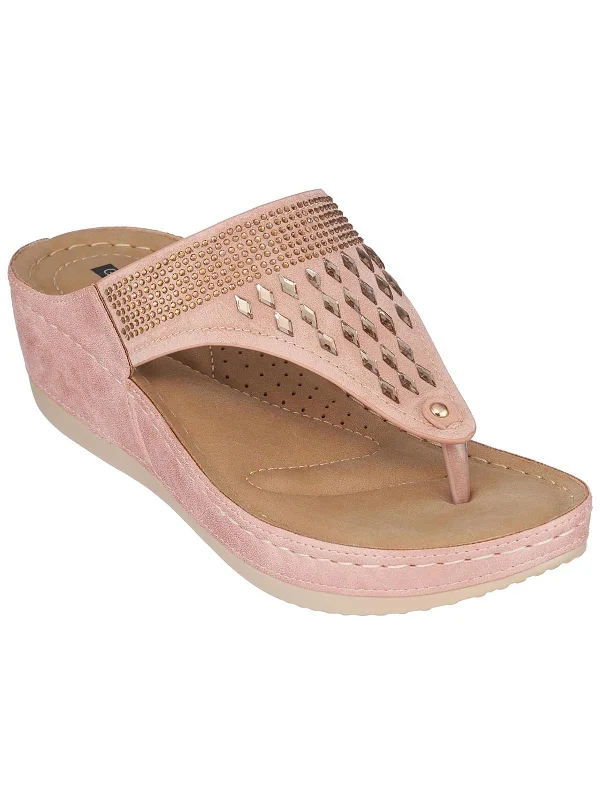 Outdoor Shoes Sale Kiara Womens Metallic Thong Wedge Sandals