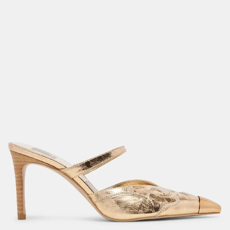 Seasonal Clearance Klover Heels Gold Distressed Leather