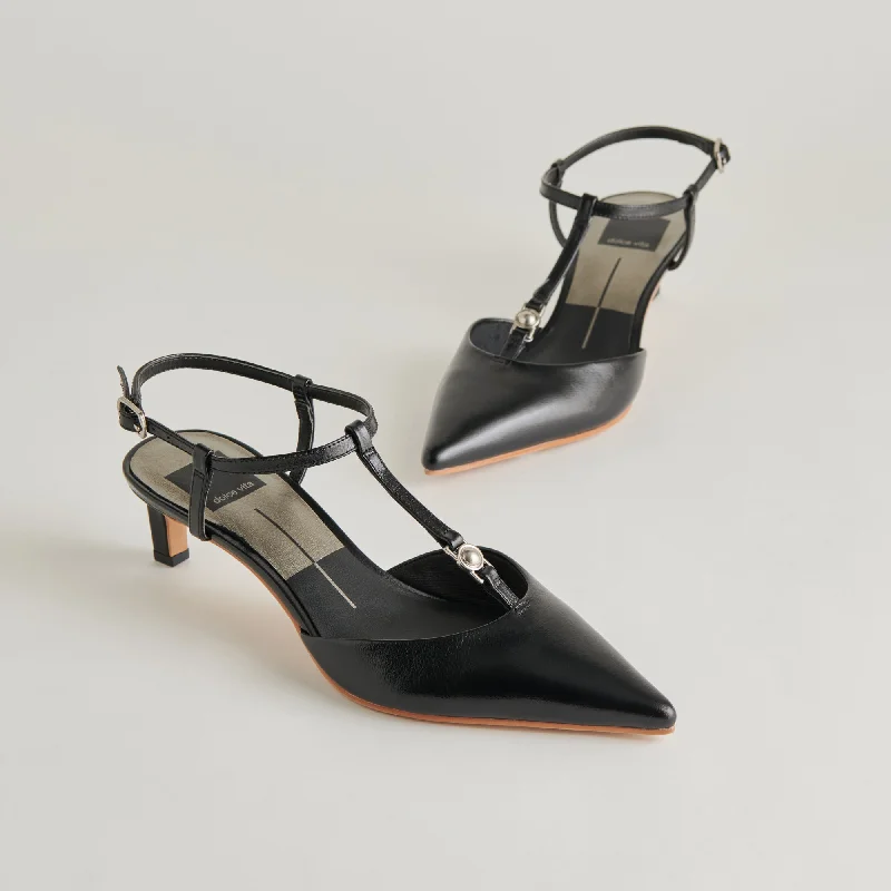 Fashionista Sale LAVON HEELS BLACK LEATHER