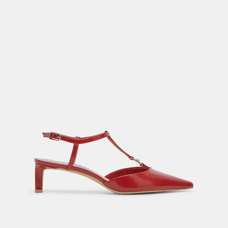 Feminine Style Promotions LAVON HEELS RED CRINKLE PATENT