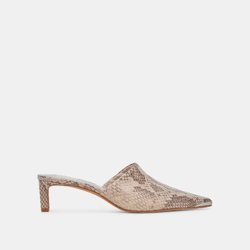 Casual Yet Chic Sales LEXY HEELS SAND SNAKE EMBOSSED