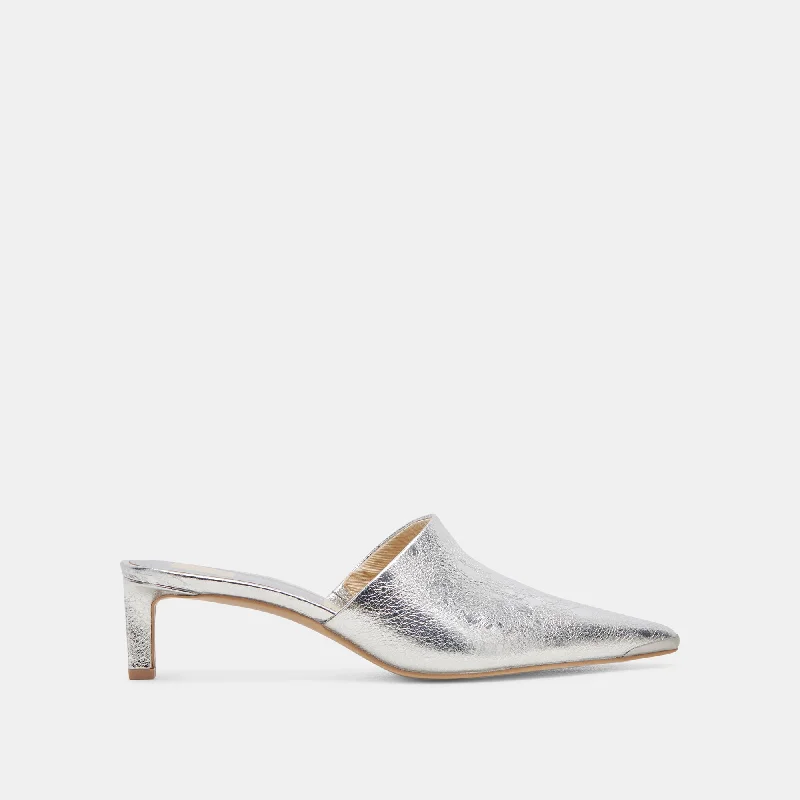 The Good Stuff LEXY HEELS SILVER DISTRESSED LEATHER