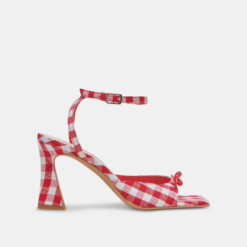 Discount Store LOISE HEELS WHITE RED GINGHAM