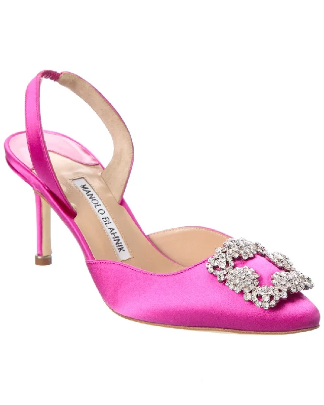 Quick Grab Deals Manolo Blahnik Hangisli 70 Satin Slingback Pump