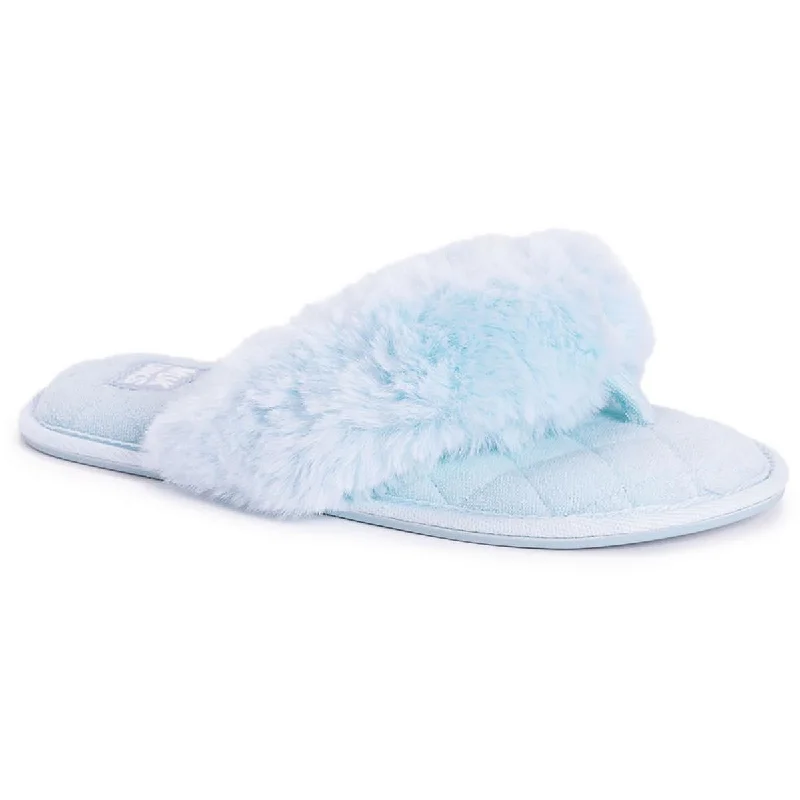 Seize Bargains Muk Luks Womens Maren Faux Fur Flip-Flop Thong Sandals