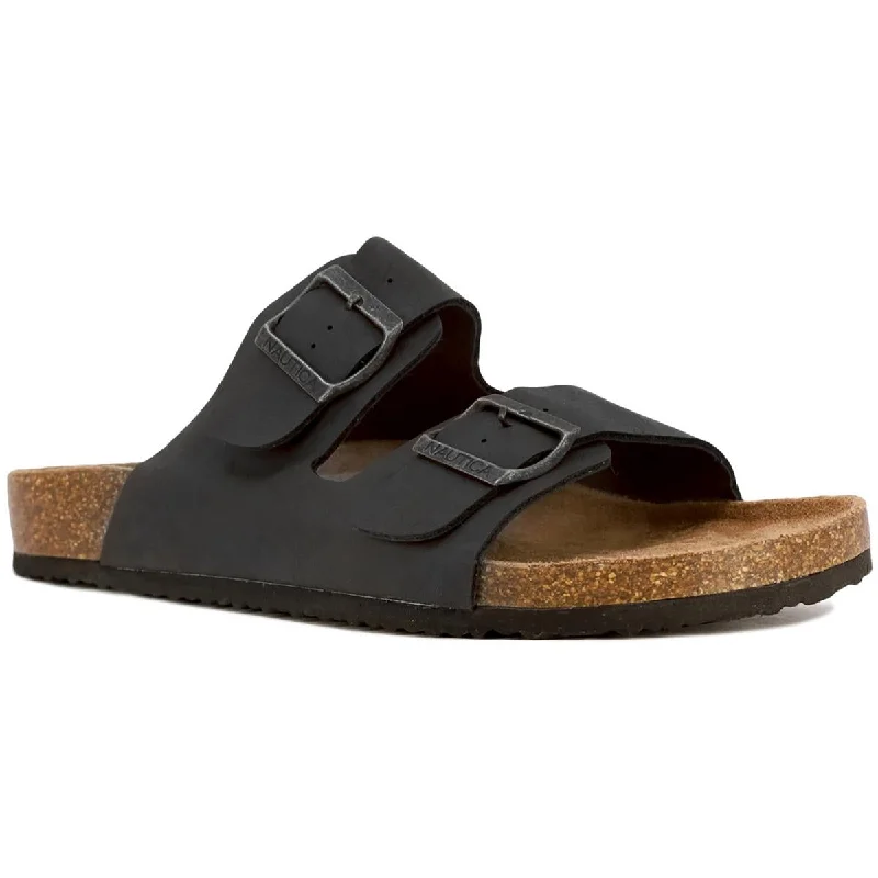 Enjoy Discount Nautica Womens Triun Faux Leather Slide Sandals